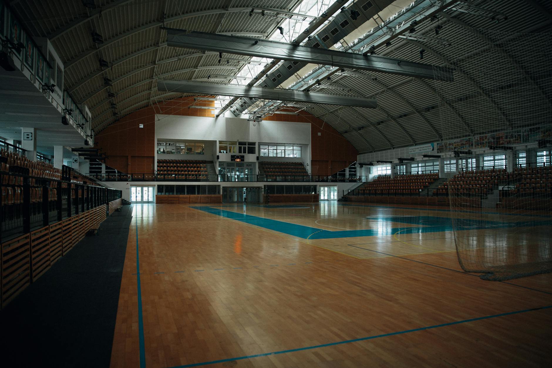 Abstract training floor lighting used as a cockpit backdrop